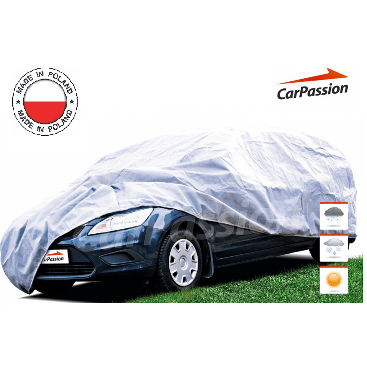 Водоустойчиво висококачествено покривало Perfect за автомобил размер M М сив CarPassion