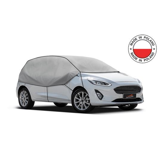 Водоустойчиво висококачествено покривало полукалъф Perfect за автомобил размер S - M С - М 255-275 cm x 70 cm сив CarPassion