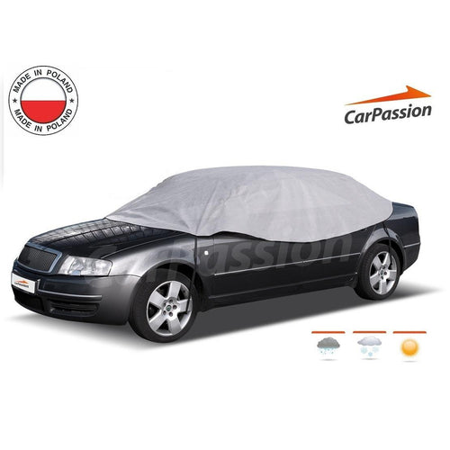 Водоустойчиво висококачествено покривало полукалъф за автомобил размер XL ХЛ 295 cm x 130 cm сив CarPassion