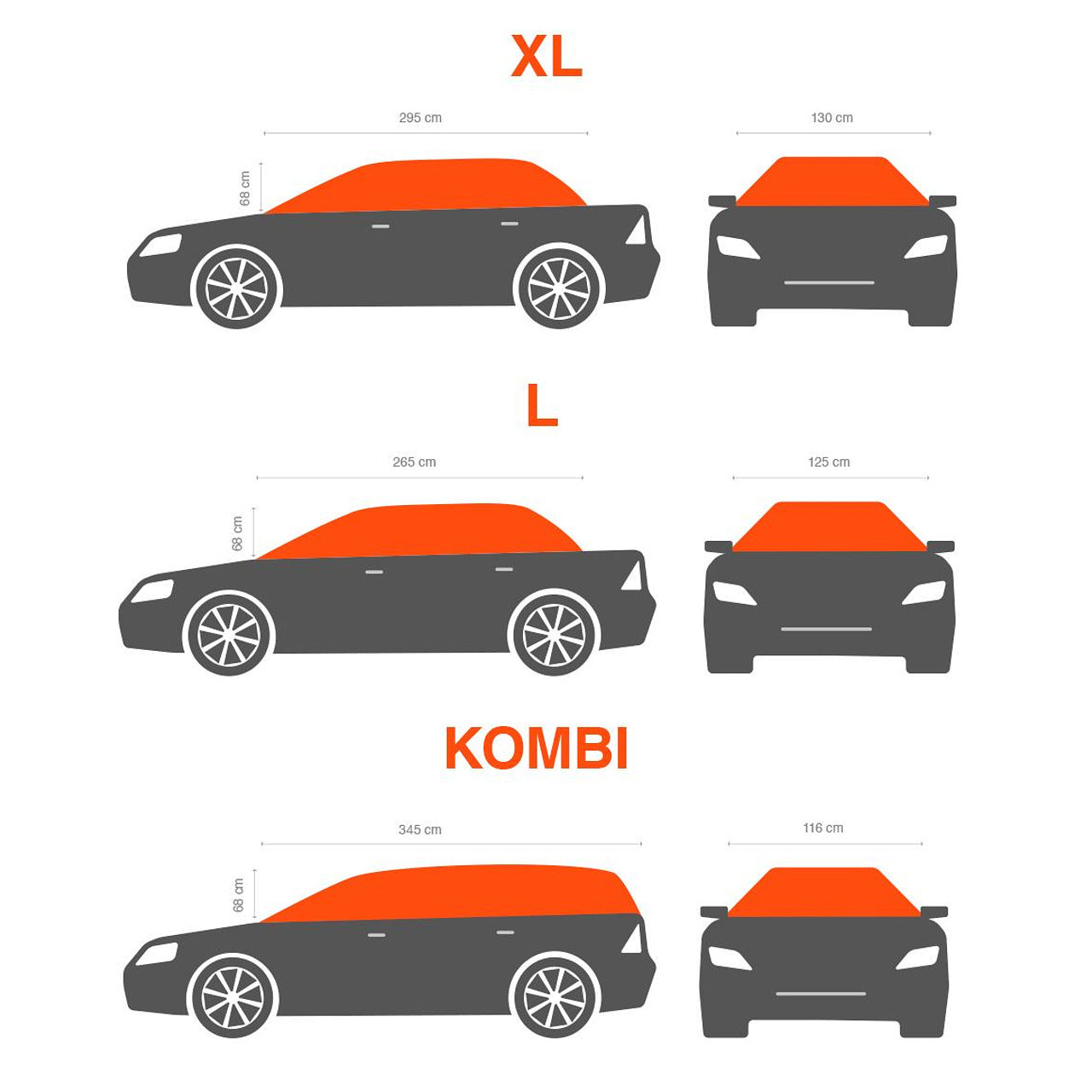 Водоустойчиво висококачествено покривало полукалъф за автомобил размер XL ХЛ 295 cm x 130 cm сив CarPassion