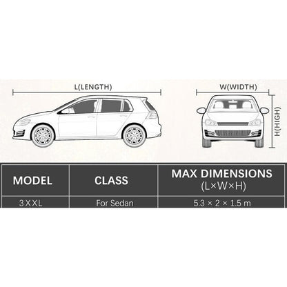 Водоустойчиво висококачествено покривало за автомобил размер XXL ХХЛ 520cm x 200cm x 150cm в чанта за съхранение